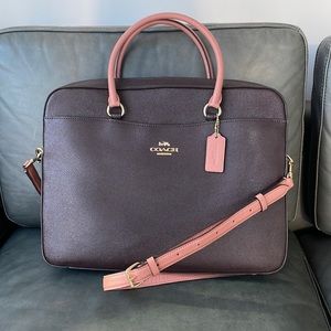 Coach Outlet Women’s Laptop Bag in Oxblood/Pink/Light Gold